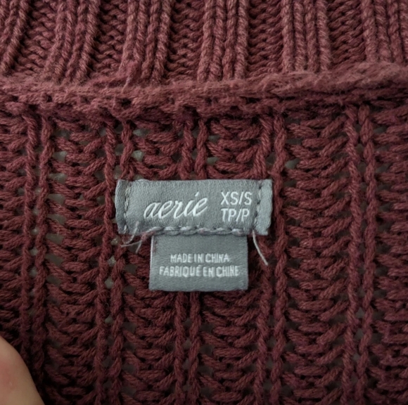 Aerie Burgundy Chunky Knit Oversized Open Front Cardigan Sweater Size XS/S - Picture 8 of 9